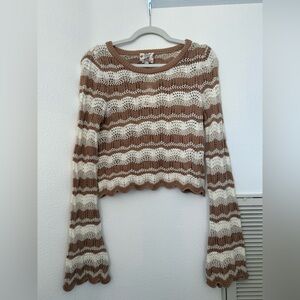 NWT Striped Brown and Cream Knit Sweater